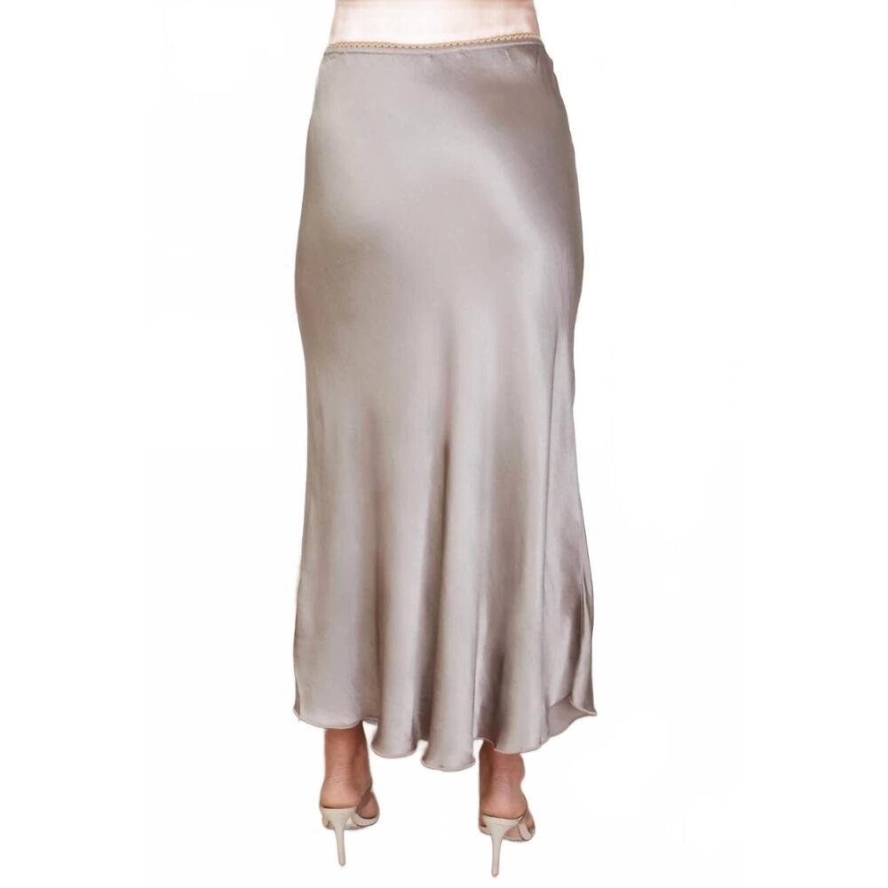 Satin Midi Slip Skirt - Grey - Picture 2 of 3